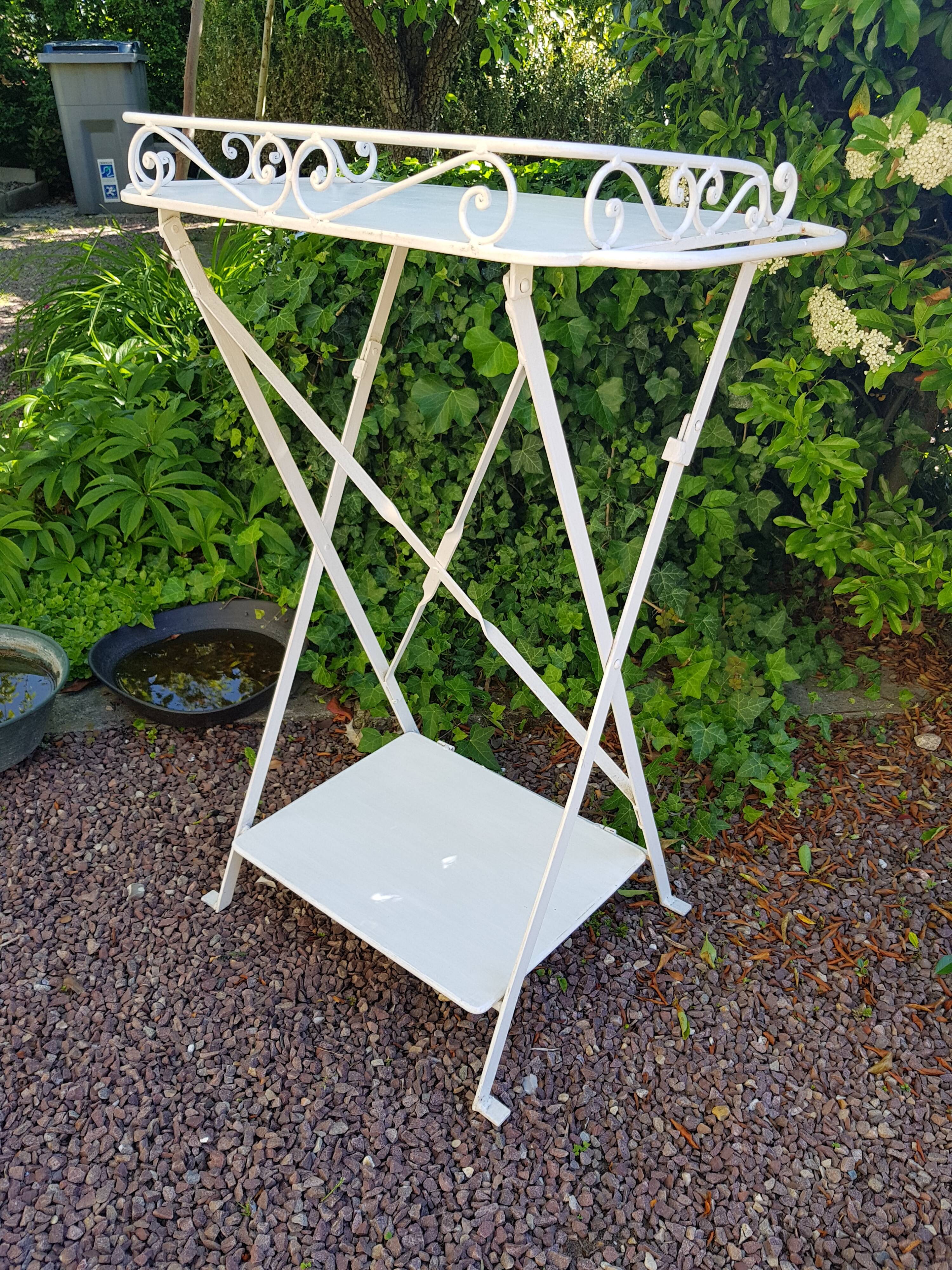 Service  table white wrought iron