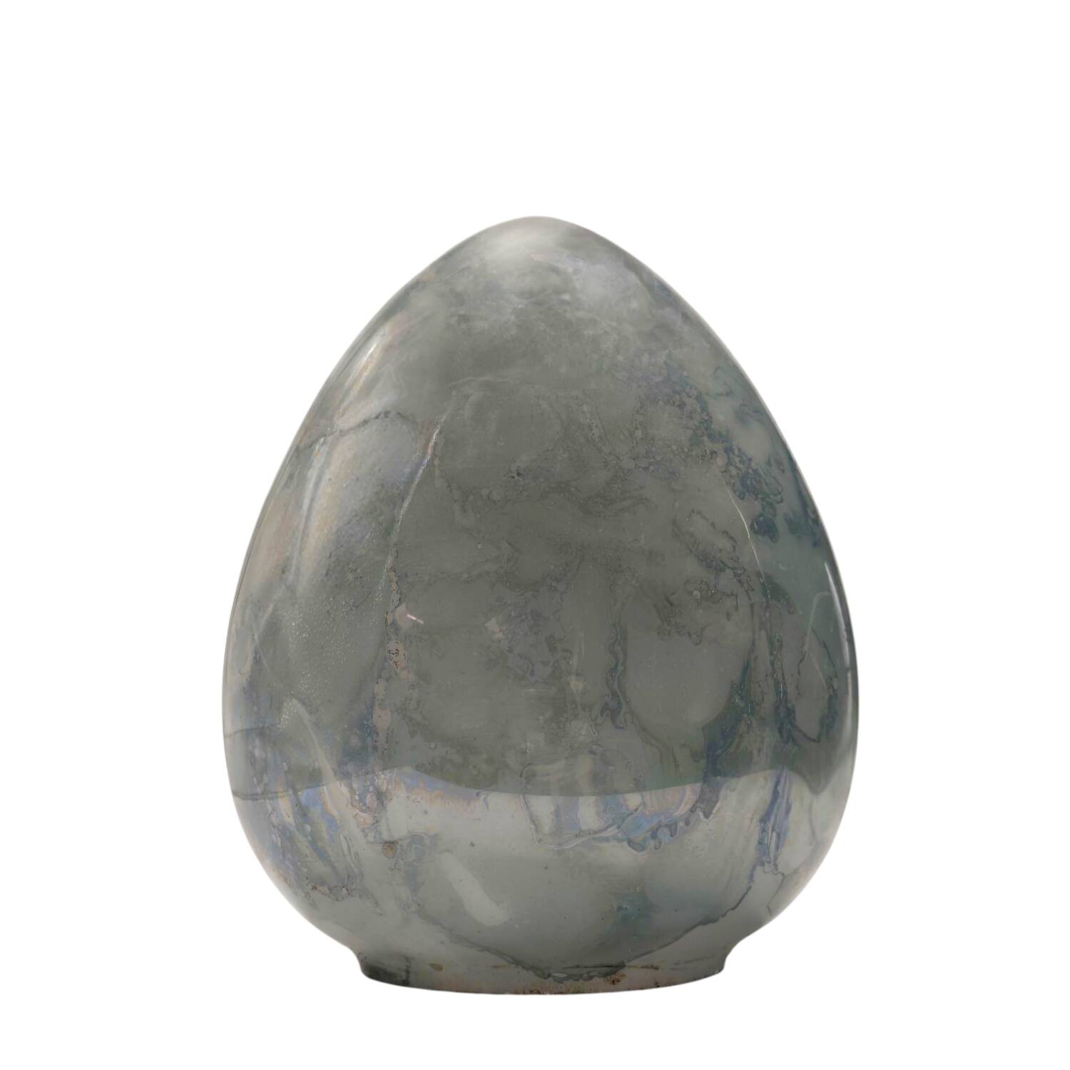 Lampe ovoïde vintage française des années 1970 - Design en verre opalin marbré