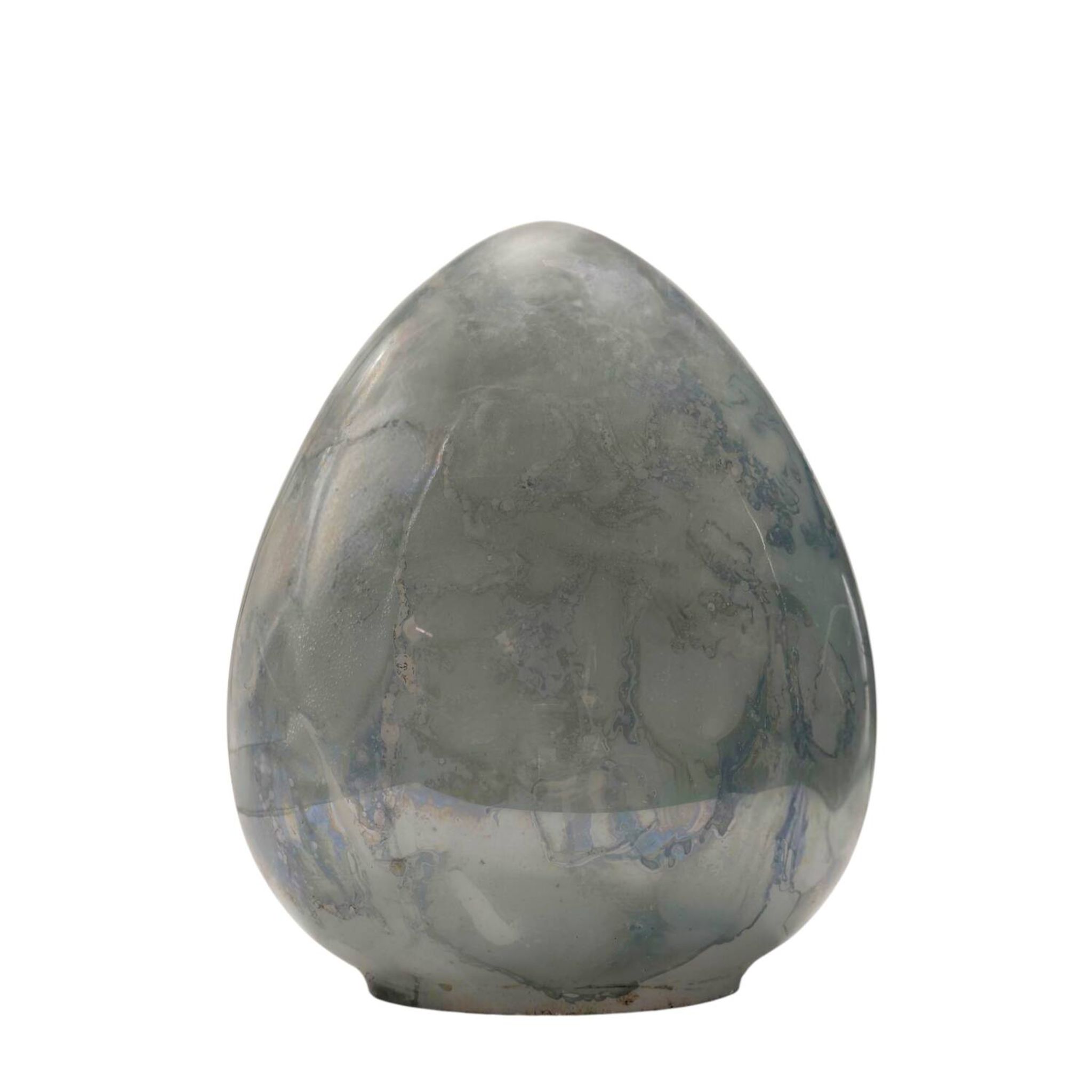 Vintage 1970s French Egg-Shaped Lamp - Marbled Opaline Glass Design