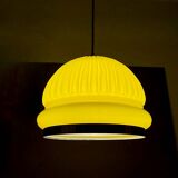 Large Space Age yellow glass hanging light