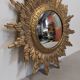XL witch's eye sun mirror in gilded metal, Italy circa 1970