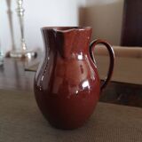 Pitcher / jug in fine red enameled earthenware called Carmelite - Between 1806 and 1840 - Sarreguemines