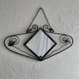 French Art Deco wrought iron mirror, 1930s