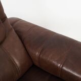 Brown leather armchair, Swiss design, 1970s, manufacture: De Sede