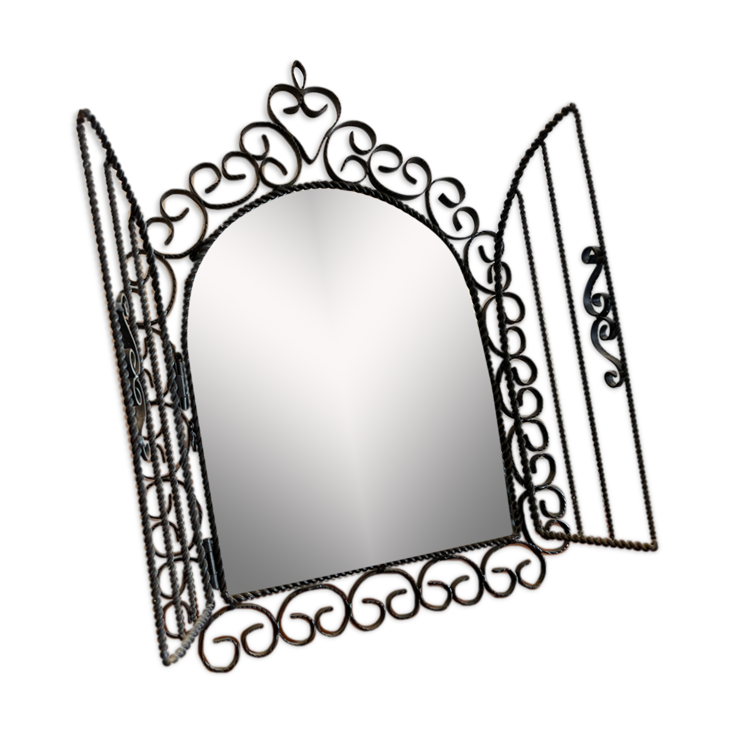 Wrought iron mirror with shutters 29x40cm