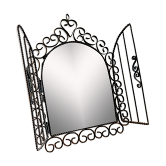 Miroir en fer forgé avec volets 29x40cm