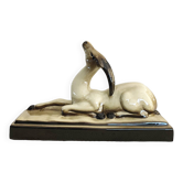 Vintage enamelled ceramic antelope - Saint Radegonde