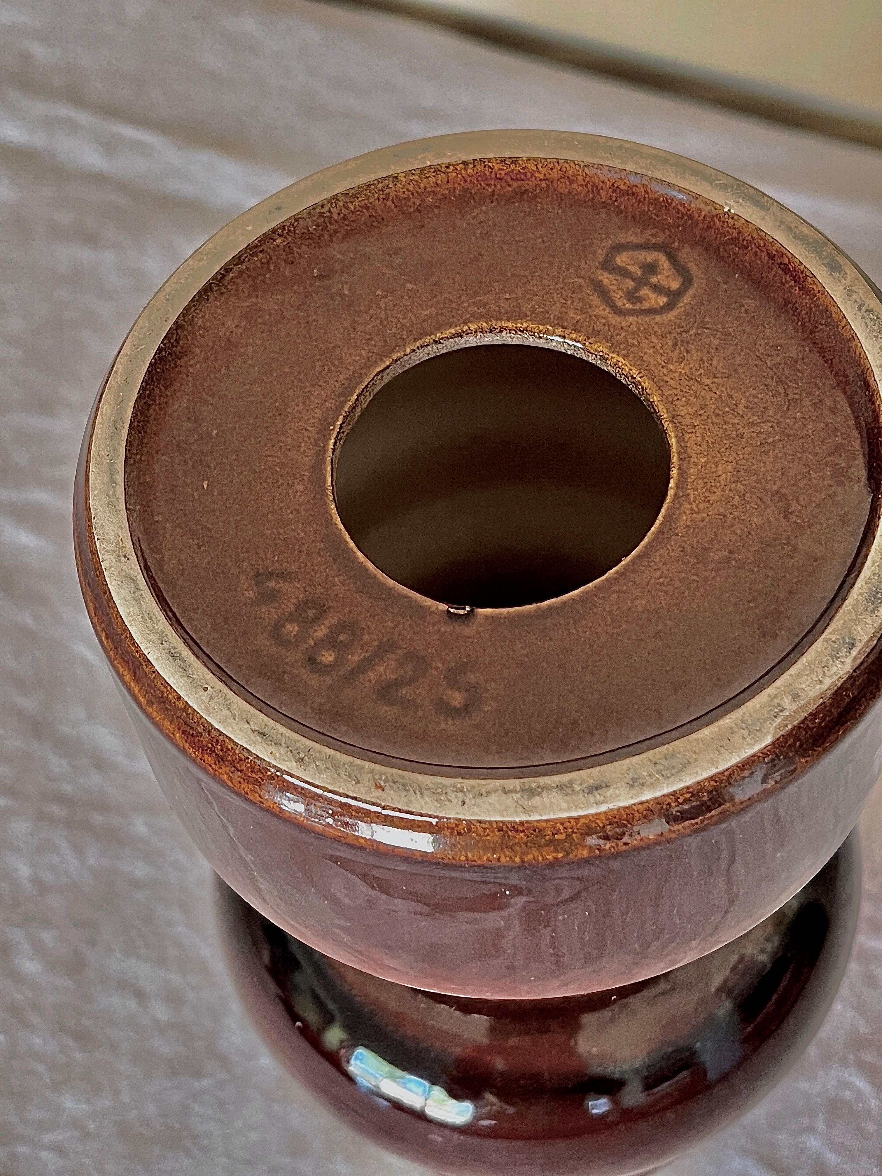 Vintage large 70's Steuler Ceramic Germany 288/25 Cari Zalloni Design Candle Holder dark brown