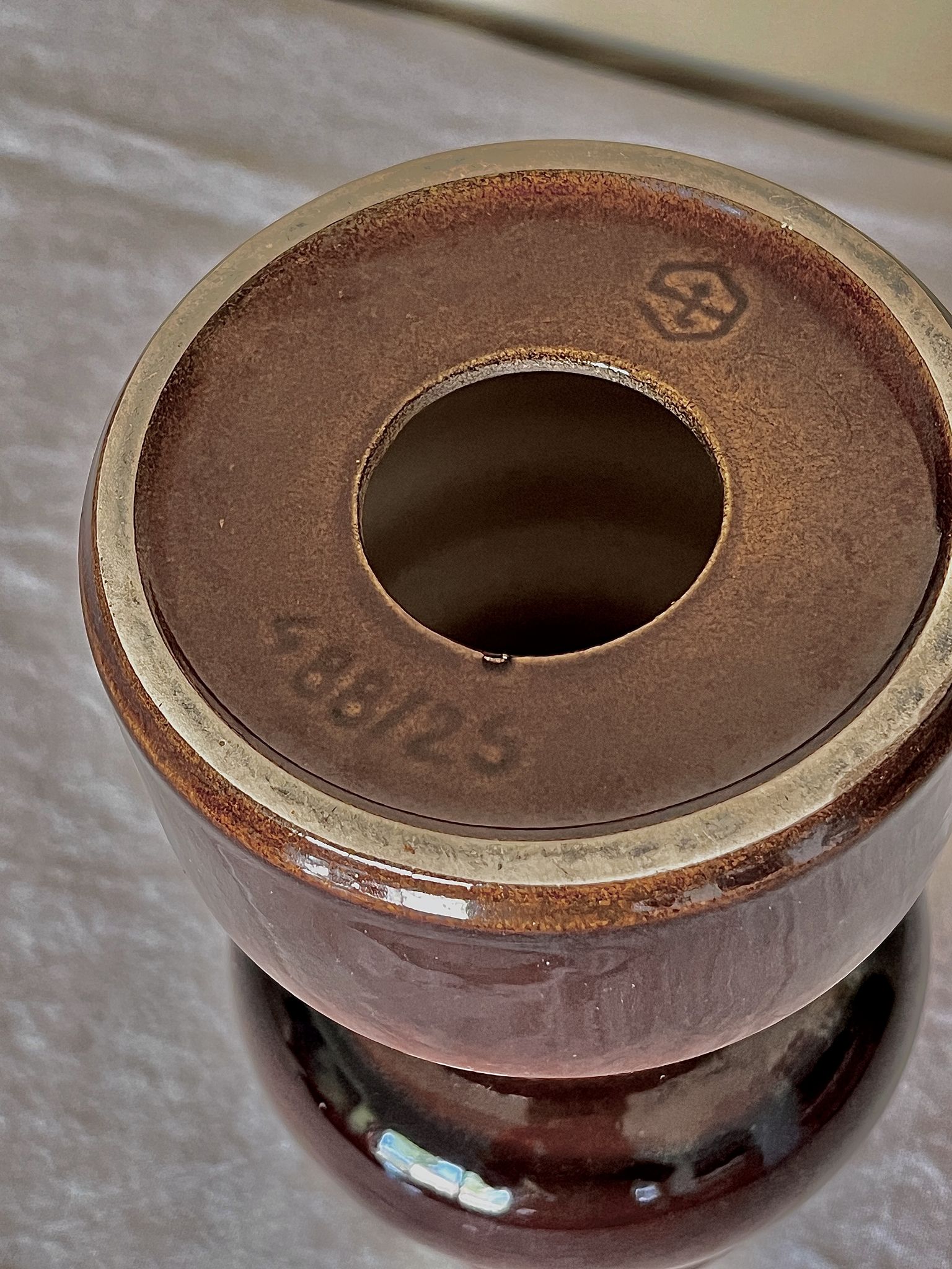 Vintage large 70's Steuler Ceramic Germany 288/25 Cari Zalloni Design Candle Holder dark brown