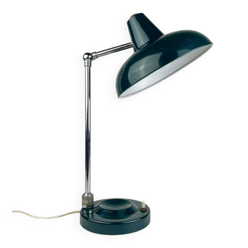 Green metal industrial desk lamp, Italy, 1960s