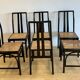 Set of 6 black lacquered and cane chairs by Montina s.p.a.