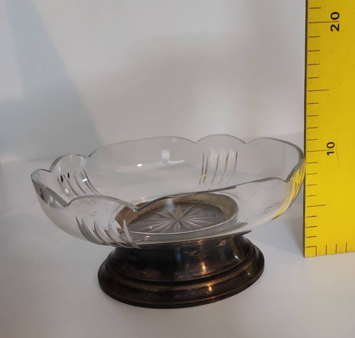 Antique cut glass compote on a pedestal – late 19th / early 20th century
