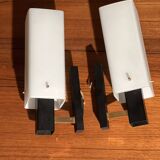 Pair of opaline and metal wall lights 1950