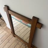 Miroir en chêne brutaliste 74 x 91cm