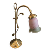 Vintage brass lamp with a swan neck/piano design. Mid-20th century retro elegance.