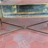 Table basse en bronze et laiton plateau miroir oxydé