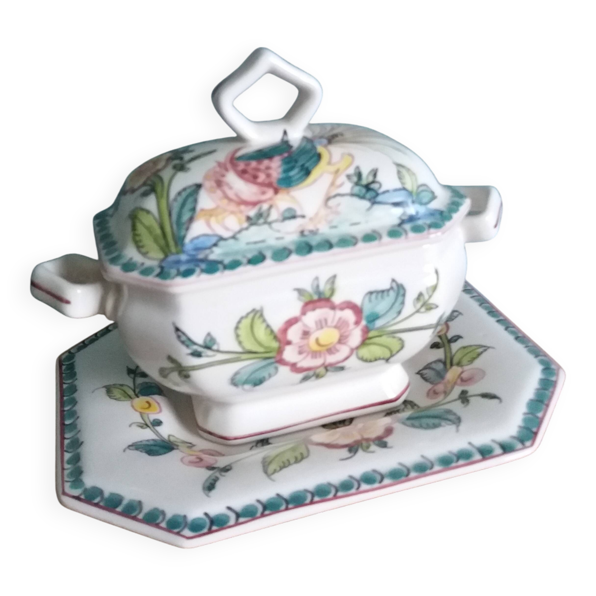 Sugar or mustard bowl Anfora Agueda hand painted ceramic Portugal