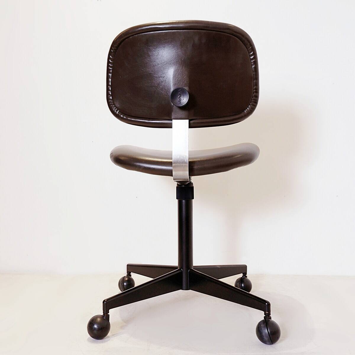 vintage swivel office chair in brown skai by Velca Legnano for Jules Wabbes
