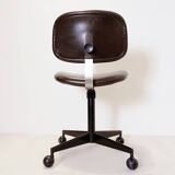 vintage swivel office chair in brown skai by Velca Legnano for Jules Wabbes