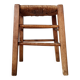 Tabouret de ferme ancien en bois et paille