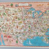 Superbe carte / affiche vintage des Etats-Unis (USA)