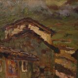 Italian signed countryside landscape painting from 20th century