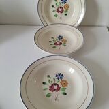 Trio of K&G Lunéville soup plates – Chantilly model, hand-painted