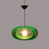 Massive Belgium Space Age UFO Lamp, Green Mid-Century Modern Lighting