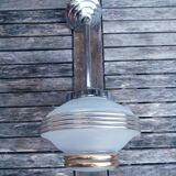 Vintage chandelier - Opaque glass globe and gold - 1950