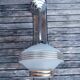Vintage chandelier - Opaque glass globe and gold - 1950