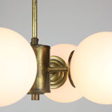 Mid-century Brass and Opaline Chandelier