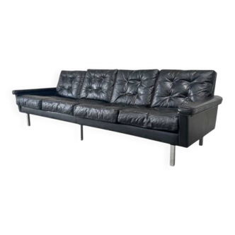 Vintage leather 4 seat sofa, 1960s