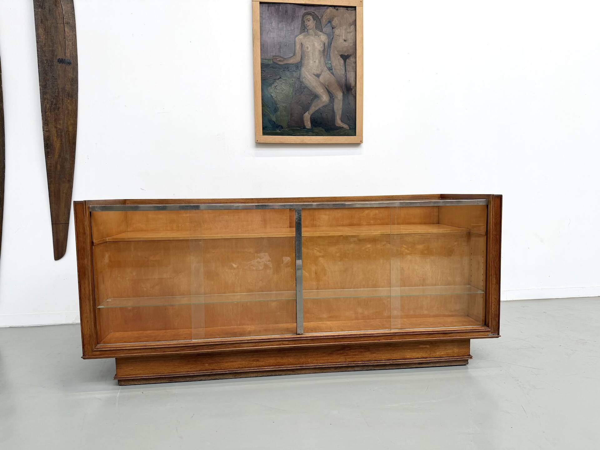 Vintage Siegel Paris workbench in oak and glass – 1950