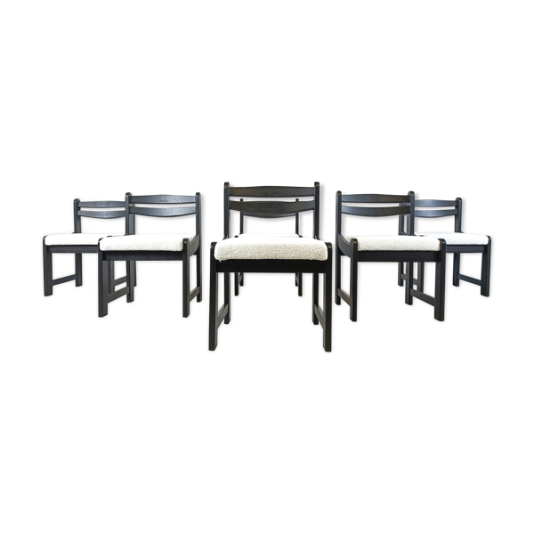Lot de 6 chaises vintage années 70