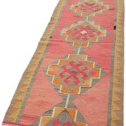 Turkish Handwoven Vintage Herki Kilim 102 cm x 322 cm