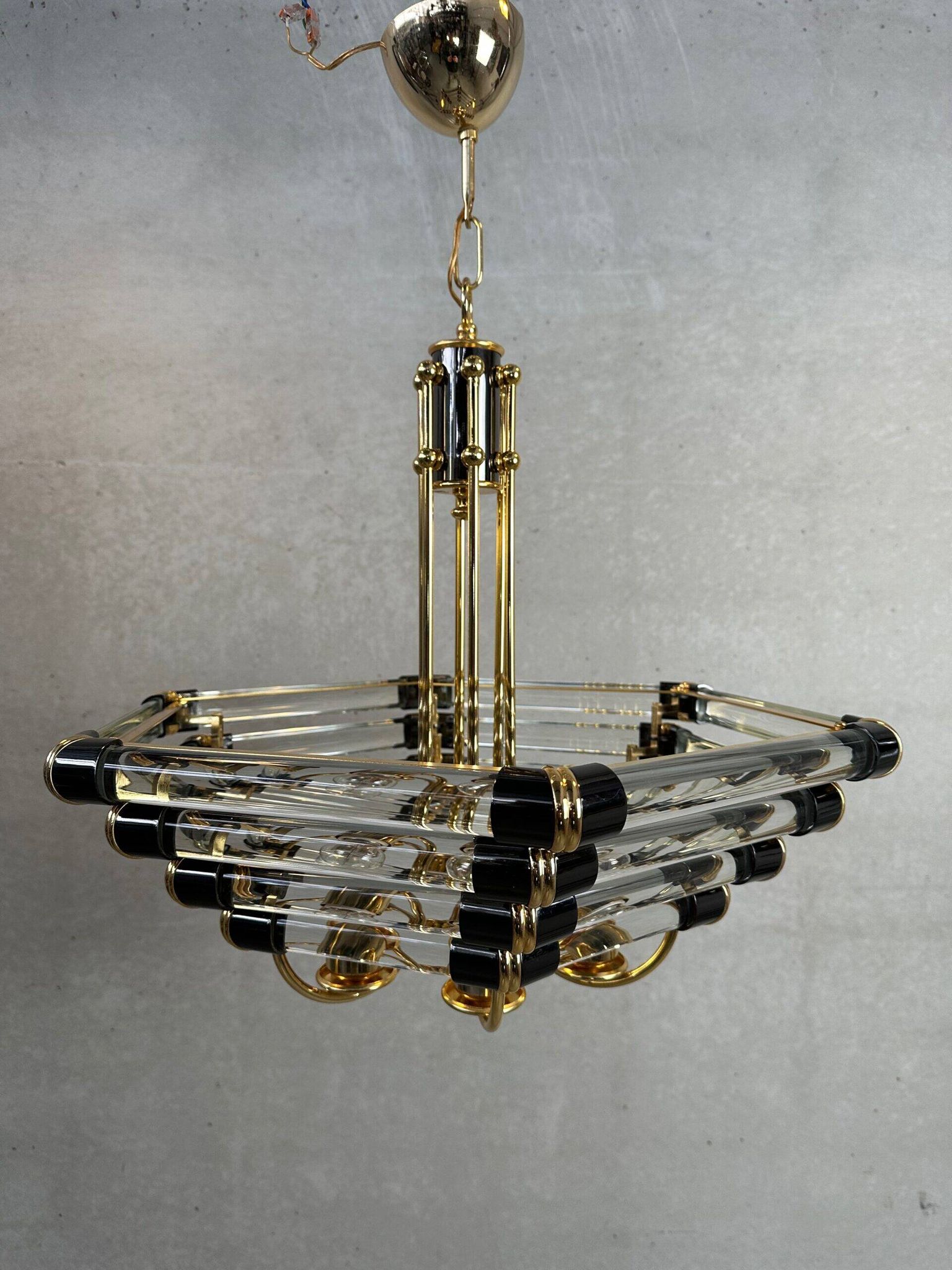 Vintage Bakalowits & Sohne black/gold hexagon chandelier