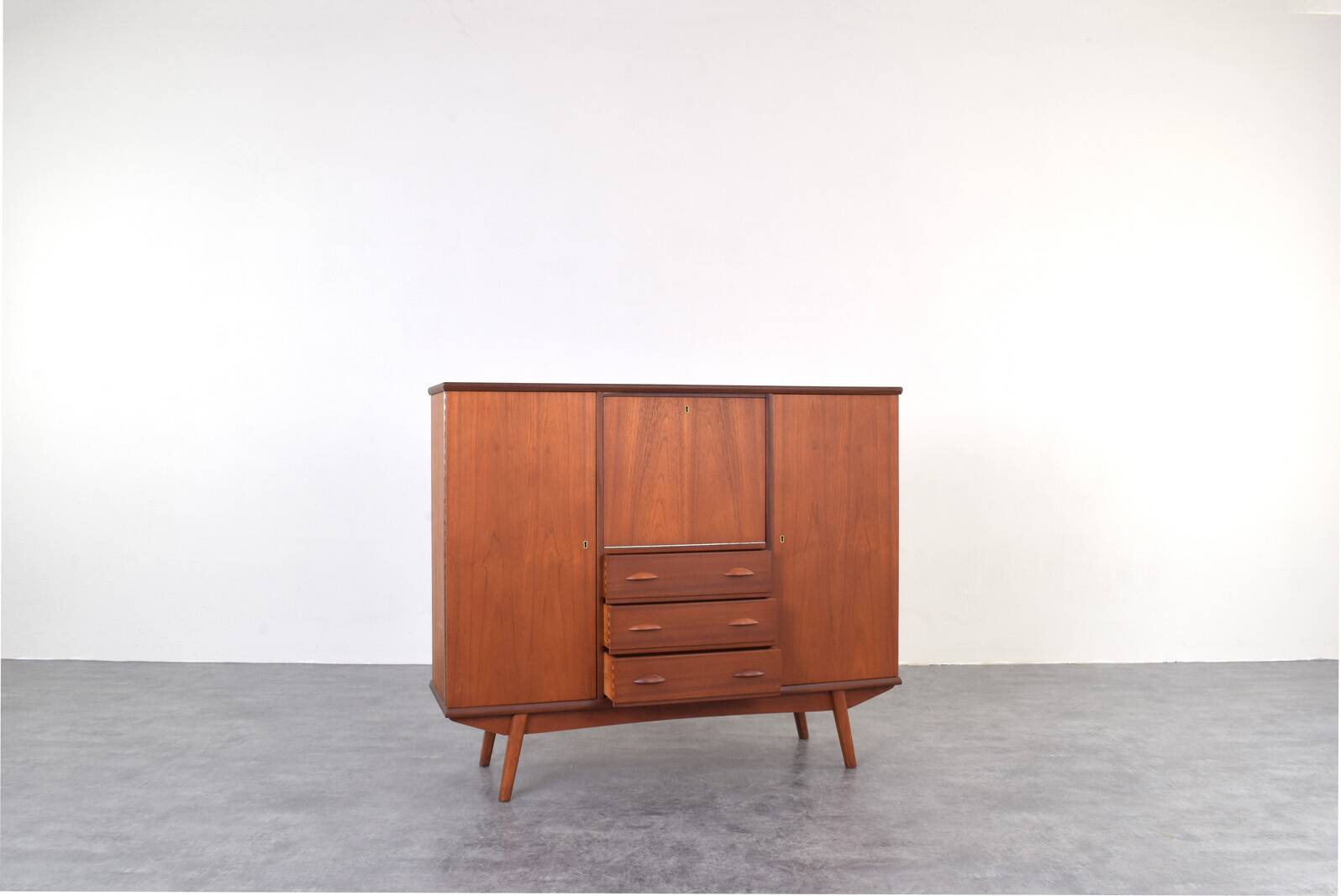 Mid-Century Danish Teak Highboard, 1960s.