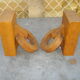 Pair of wooden books with oak rings Jacques ADNET 40s