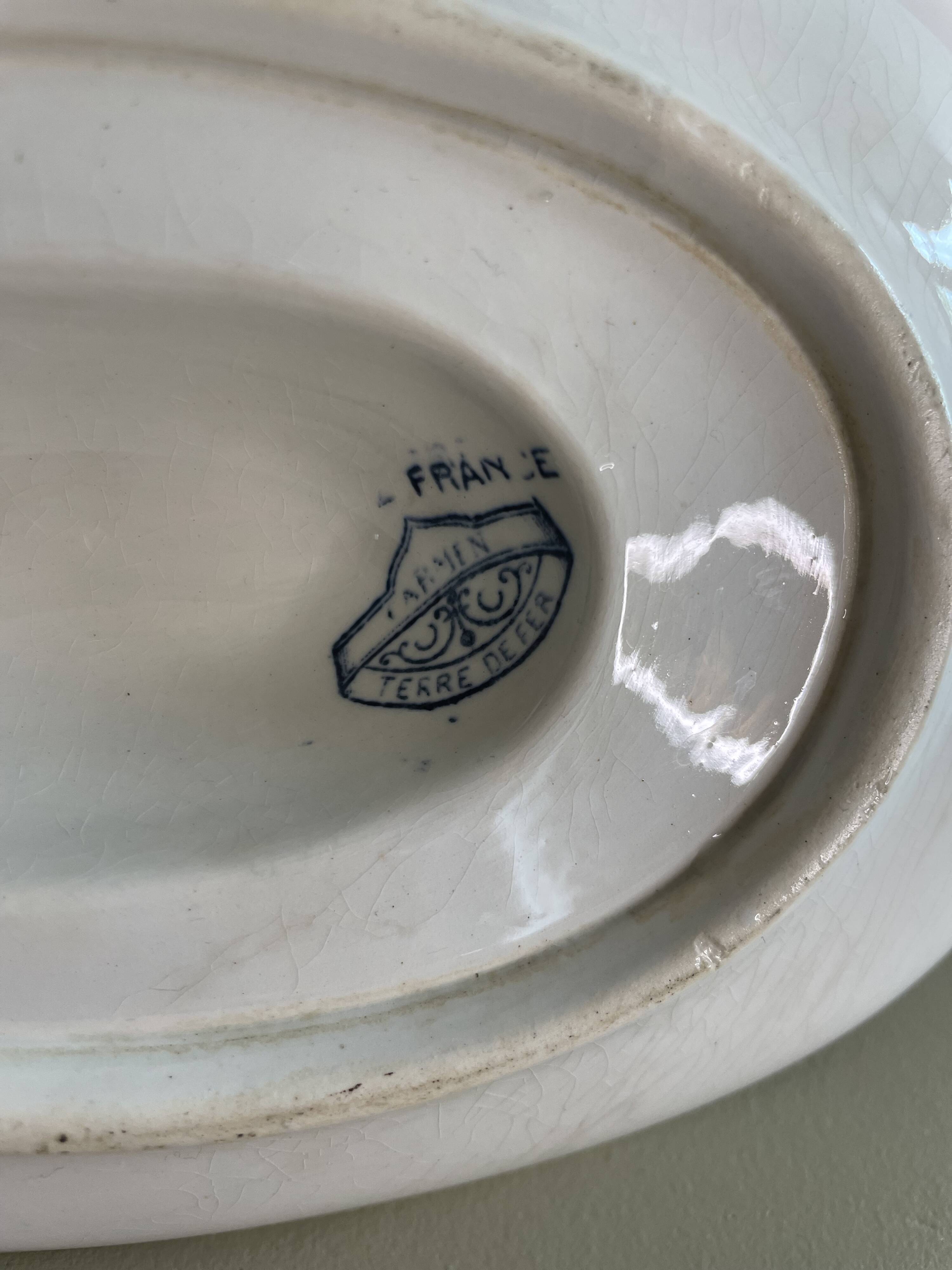 Sauce boat in blue iron earth Sarreguemines model Carmen