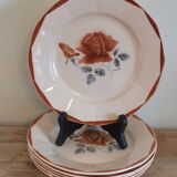 Set of 6 flat plates Sarreguemines Digoin