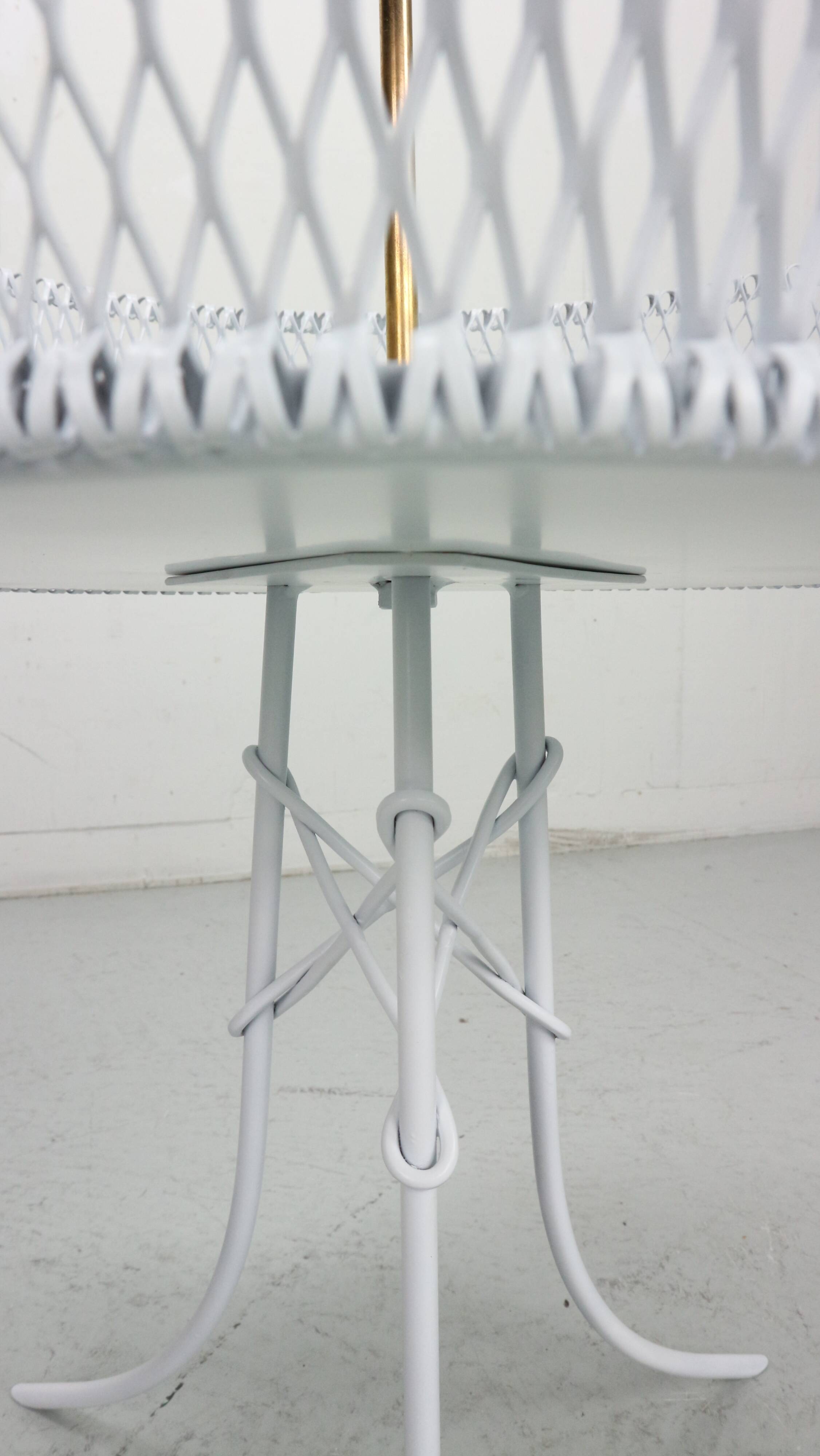 Vintage white metal and brass planter or basked, France 1960s