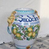 Large glazed ceramic lemon urn