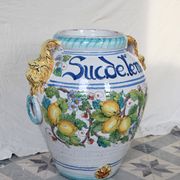 Grande urne à citrons en céramique émaillée