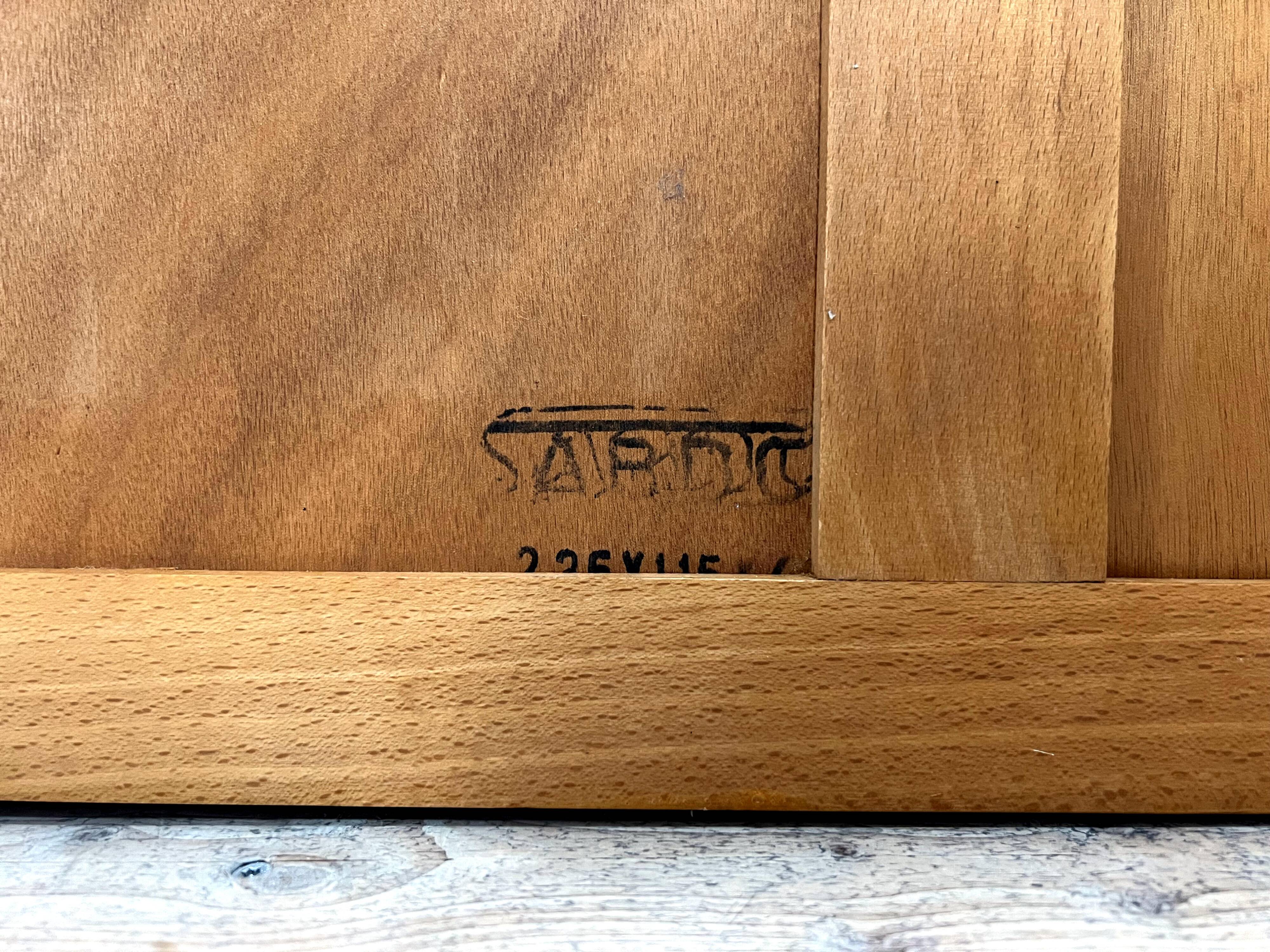 2 Door Wardrobe - Oak and Rattan - Compass Feet - Vintage 50/60's