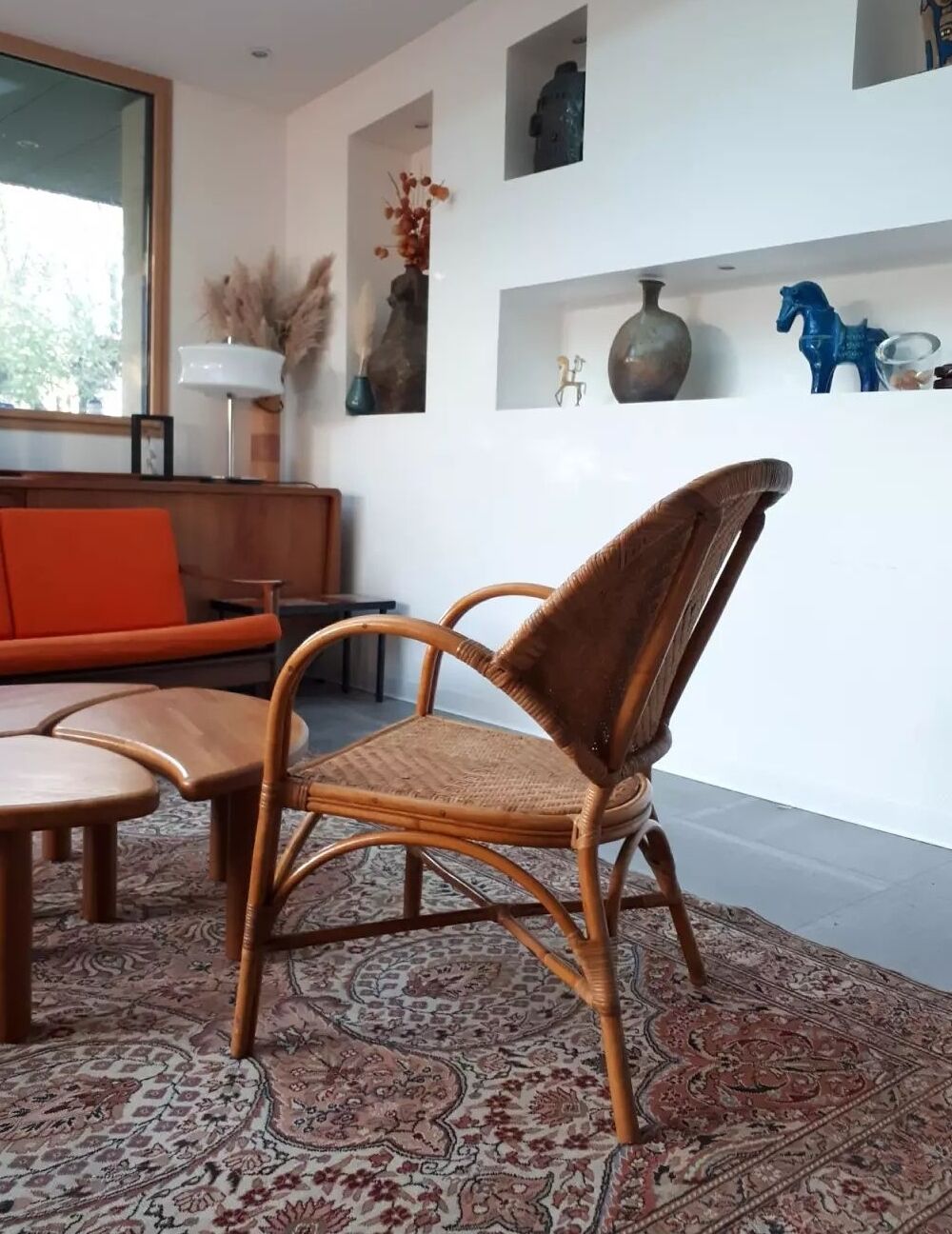 Pair of rattan armchairs