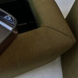 Pair of cinna bedside tables in foam and smoked plexiglass, ligne roset 1970