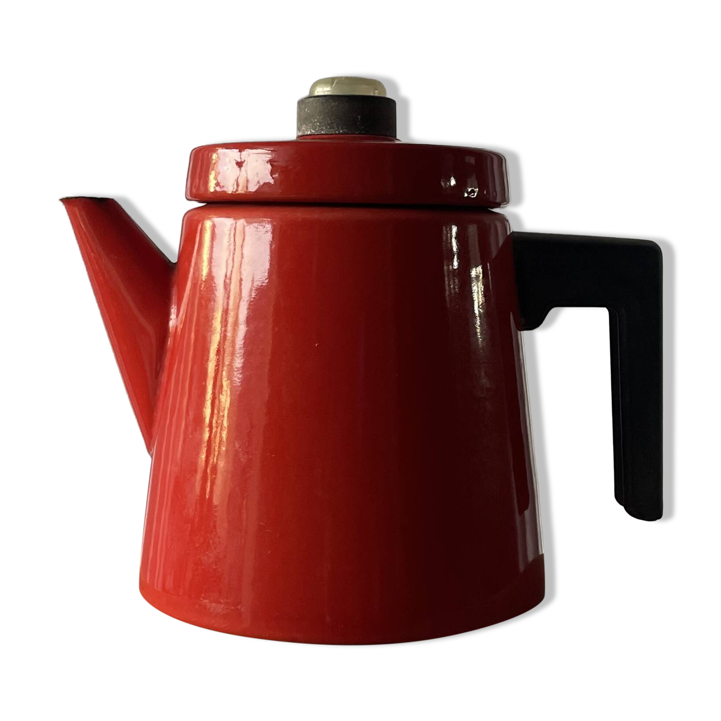 Enamelled Cast Iron Coffee Pot by Antti Nurmesniemi for Finel, 1950