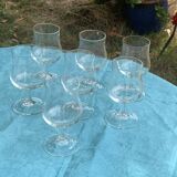 Set of 7 large Luminarc France wine glasses in transparent glass on a stem