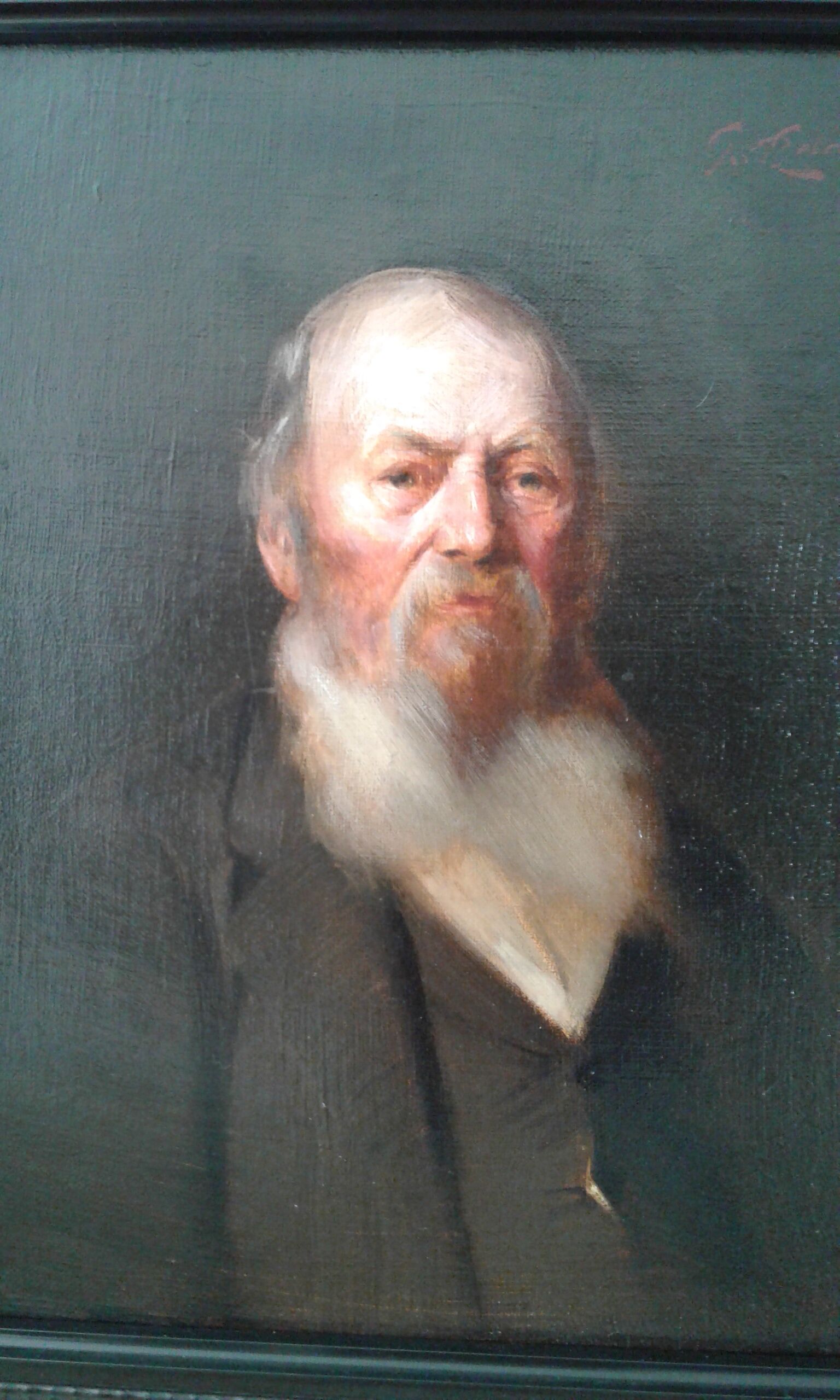 Tableau Ancien huile sur toile, vieil homme XIXeme