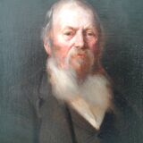 Tableau Ancien huile sur toile, vieil homme XIXeme
